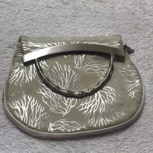 Donald J. Pliner Metallic Silver Clutch Bag